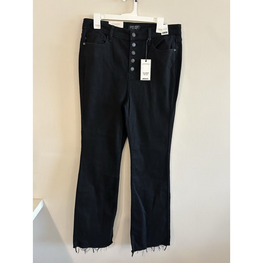 NEW! Judy Blue Black Button Fly Boot Cut High Rise Stretch Denim Jeans Sz 15/32